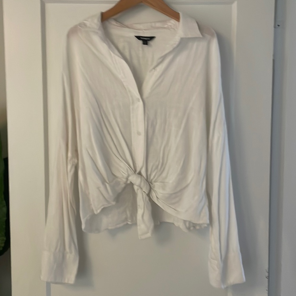 Tie front woven top